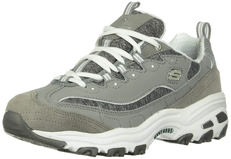 Skechers Women's D'lites Me Time Wide Fashion Sneaker, Grey White, 5 UK Wide