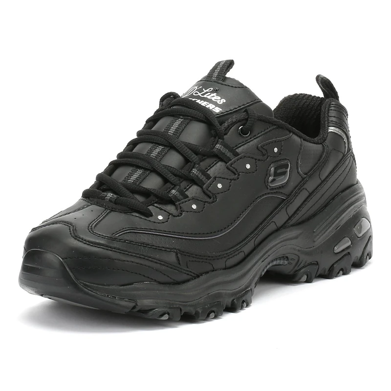 Skechers D'LITES - FRESH START, Women's Low-Top Trainers, Black (Black Leather/Mesh/Charcoal Trim #Yellow Bbk), 8 UK (41 EU) - Image 1