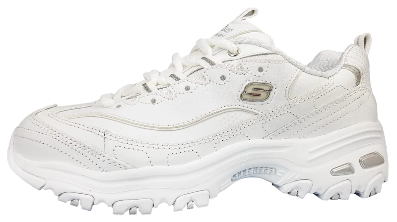 Skechers D'Lites - Fresh Start Women's White Silver Sneakers
