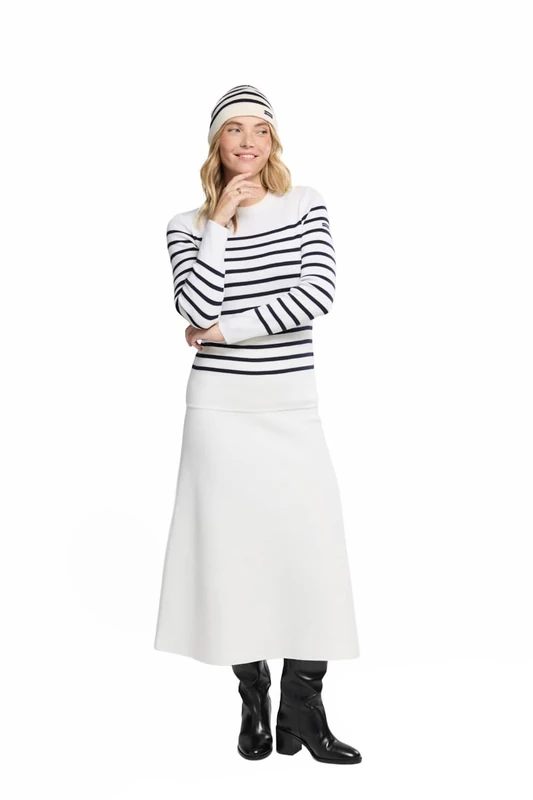 Armor Lux Women's Briac Jumper Sweater, White/Navy, 14