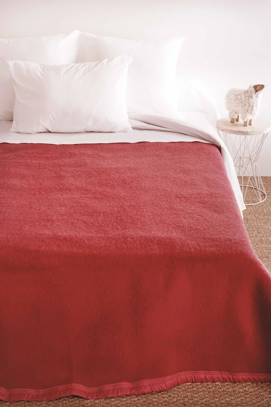 Poyet Motte AUBISQUE Wool Blanket Rosewood/Duckegg, Bois de rose/Dragée, 260x240 cm