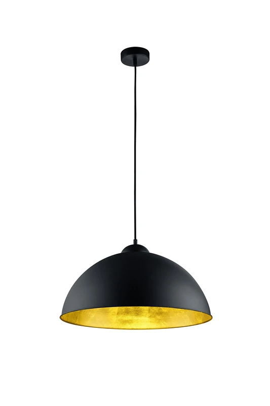 Trio Leuchten Romino II 308000132 Pendant Light Matte Black with Gold Shade