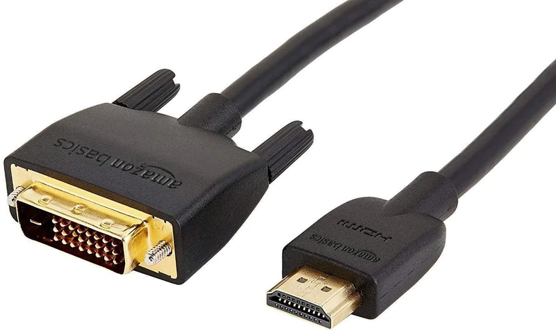 Amazon Basics HDMI-A to DVI (Male) Adapter Cable, Bi-Directional 1080P, Gold-Plated, 1.8 m, Single Pack for Television, Black