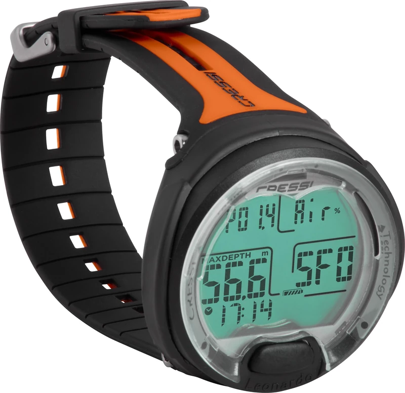 Cressi since 1946 - Leonardo Diving Computer - Air/Nitrox/Depth Gauge Mode - Black/Orange, One Size, Adult Unisex