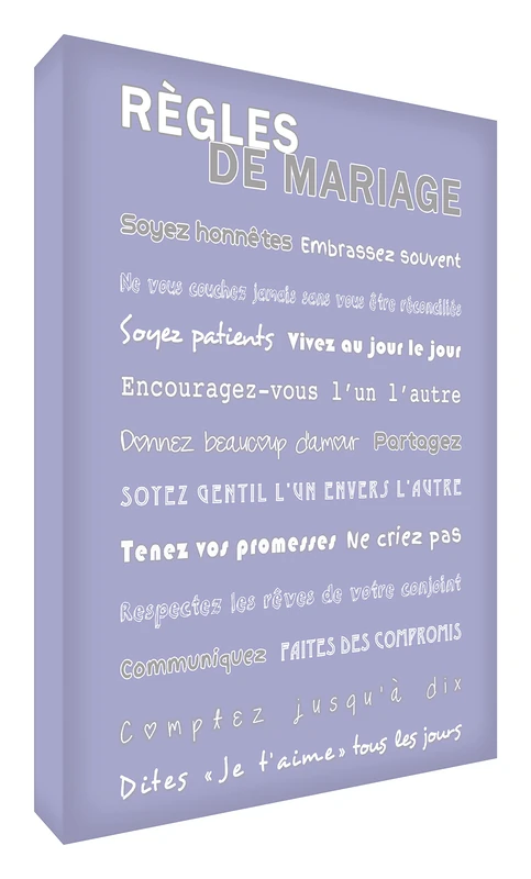 Feel Good Art Wedding Rules Canvas on Frame, Lilac, 60 x 91 cm