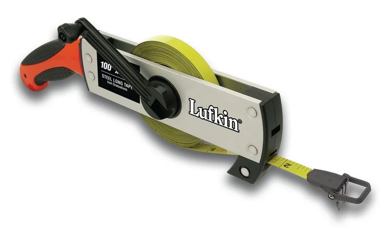 Lufkin FT50CM 50m / 13mm Metric Frame Long Tape Measure, with Pistol Grip, Silver