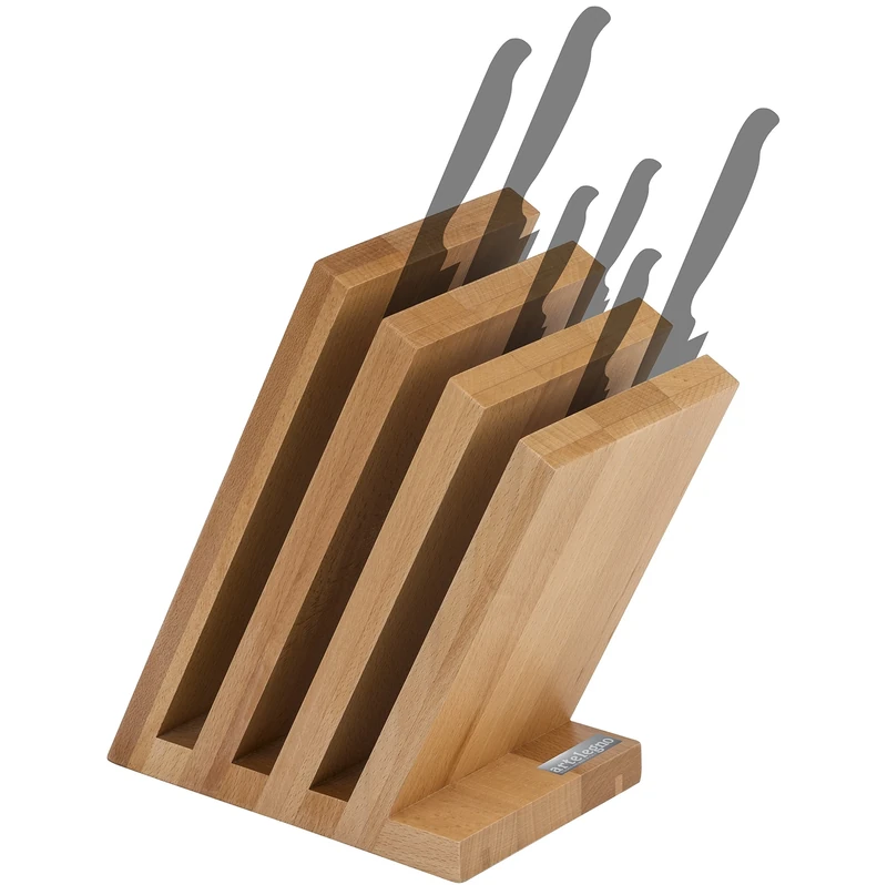 Arte Legno Knife Block, Beechwood, Natural, 9 Knives