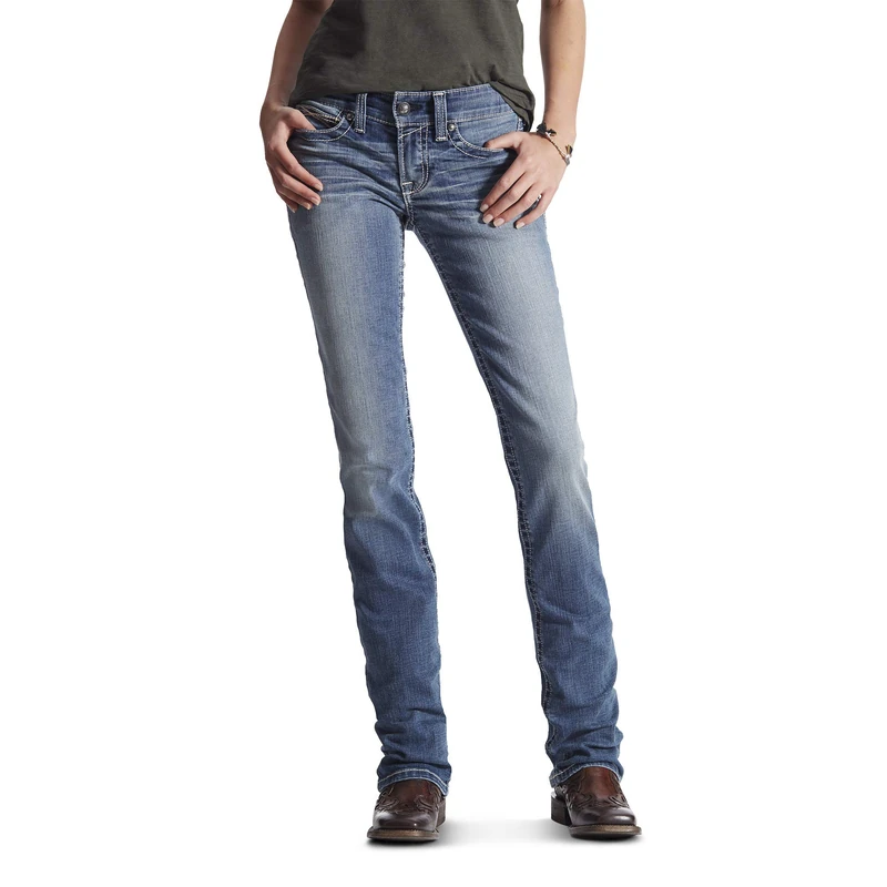 ARIAT Women's R.e.a.l. Mid Rise Straight Leg Jean-DOTD, Blue, 31