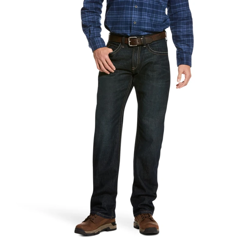 ARIAT Men's Rebar M4 Slim Fit Durastretch Straight Leg Work Jeans, Cobalt, 32W x 34L