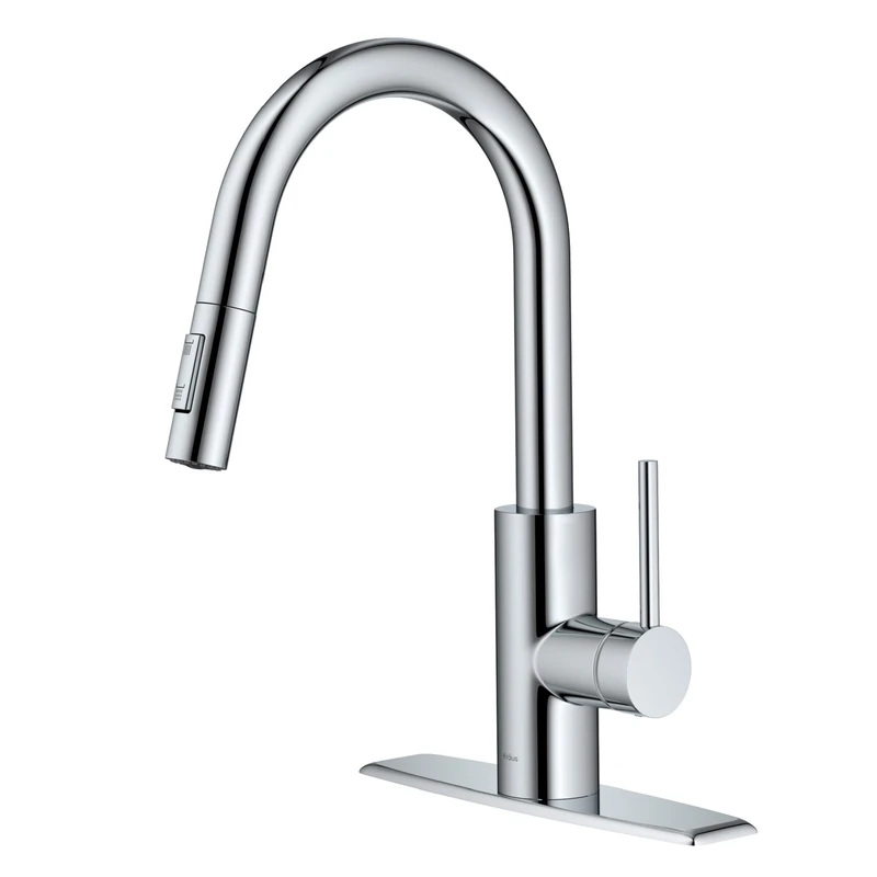 Kraus KPF-2620CH Modern Mateo Single Lever Pull Down Kitchen Faucet, Chrome