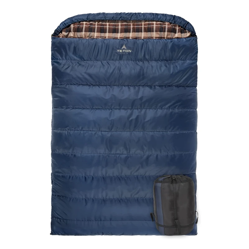 TETON Sports Mammoth Queen Size Sleeping Bag- Double Sleeping Bag – A Warm Bag the whole family can enjoy – Great Sleeping Bag for Camping, Hunting and base camp. Compression Sack Included Blue