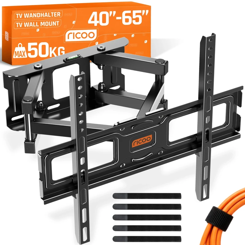 RICOO TV Wall Mount Tilt Swivel approx 32-55 Inch S5244 Bracket for LED LCD OLED Curved and Flatscreens Universal for VESA 200x200-400x400