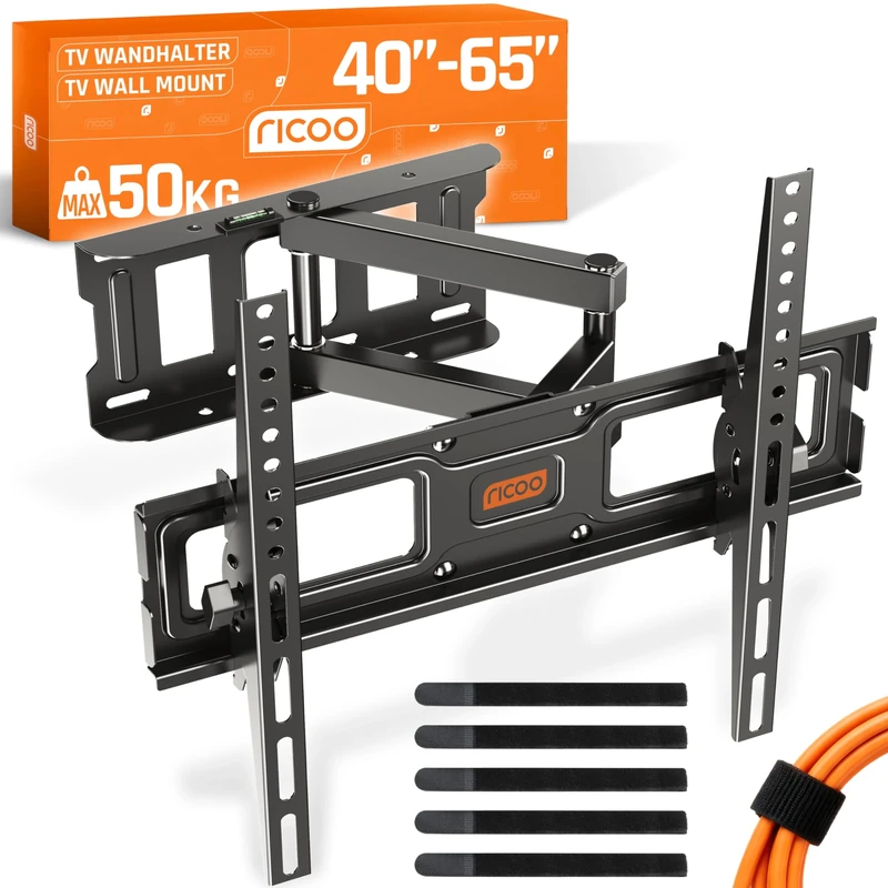 RICOO TV Bracket Tilt Swivel approx 32-55 Inch S6144 for LED LCD OLED Curved and Flatscreens Wall Mount Universal for VESA 200x200-400x400