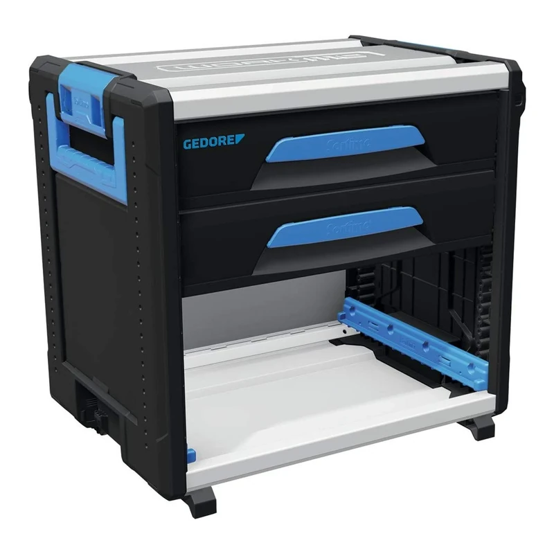 GEDORE WorkMo B2 toolbox, 2 drawers, 1 compartment, Plastic/aluminium, Lockable with accessories, Empty, Tool mobile 1110 WM-221