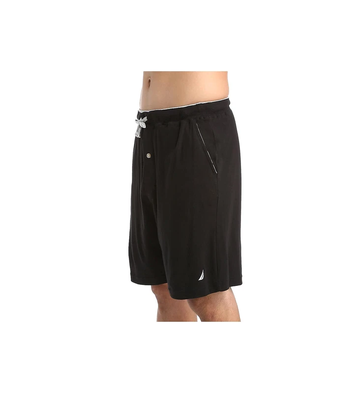 Nautica Men's Soft Knit Elastic Waistband Sleep Lounge Short, True Black, X-Large