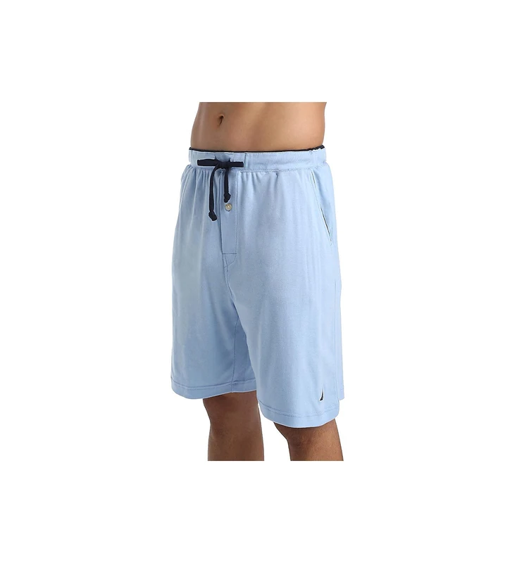 Nautica Men's Soft Knit Elastic Waistband Sleep Lounge Short, Noon Blue, Medium