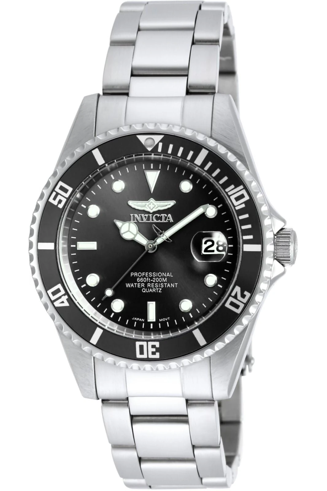 Invicta Pro Diver 8932OB Watch - Waterproof - Analogue - Quartz Movement - stainless steel with black dial - 37mm