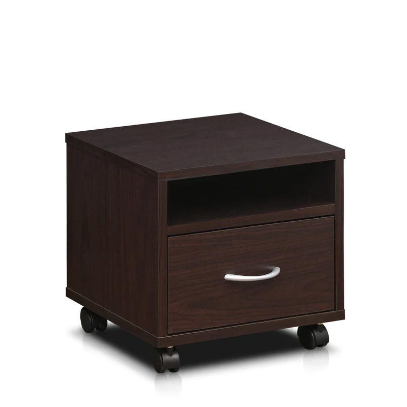 Furinno Petite Under Desk Utility Cart wtih Casters, Wood, Espresso, 39.12 (W) x 35.31 (H) x 28.96 (D) cm - Image 1