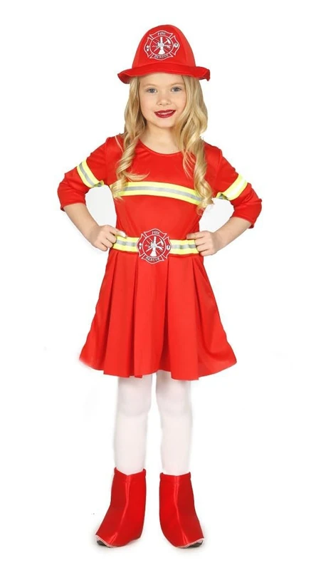 FIESTAS GUIRCA Firefighter Costume for Girls - Includes Hat