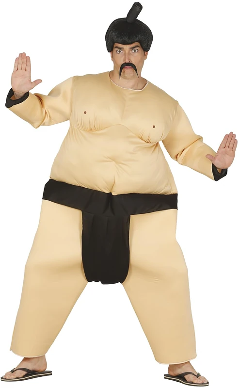 FIESTAS GUIRCA | Sumo Wrestler Fancy Dress Adult (42-44/L) - Tunic - Sports and Asian Culture Costumes for Halloween, Carnival and Fancy Dress Parties - Ideal for Men - Natural and Black