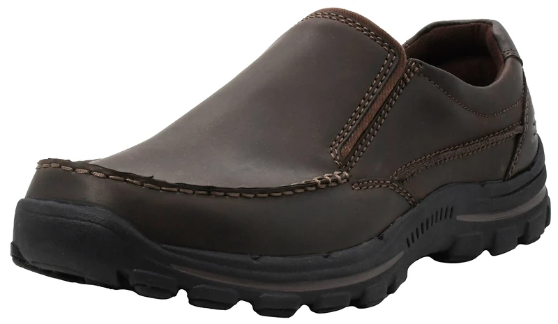Skechers Men's Braver-Rayland Slip-On Loafer, Dark Brown Leather, 7 UK