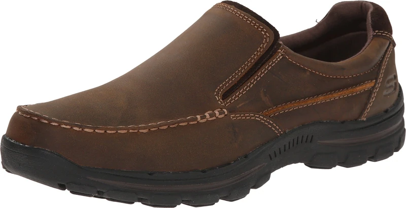Skechers Men's Braver-Rayland Slip-On Loafer, Dark Brown Leather, 7.5 UK