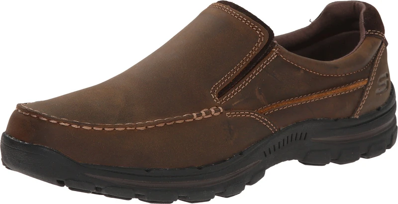 Skechers Men's Braver Rayland Slip-On Loafer, Dark Brown Leather, 9.5 UK