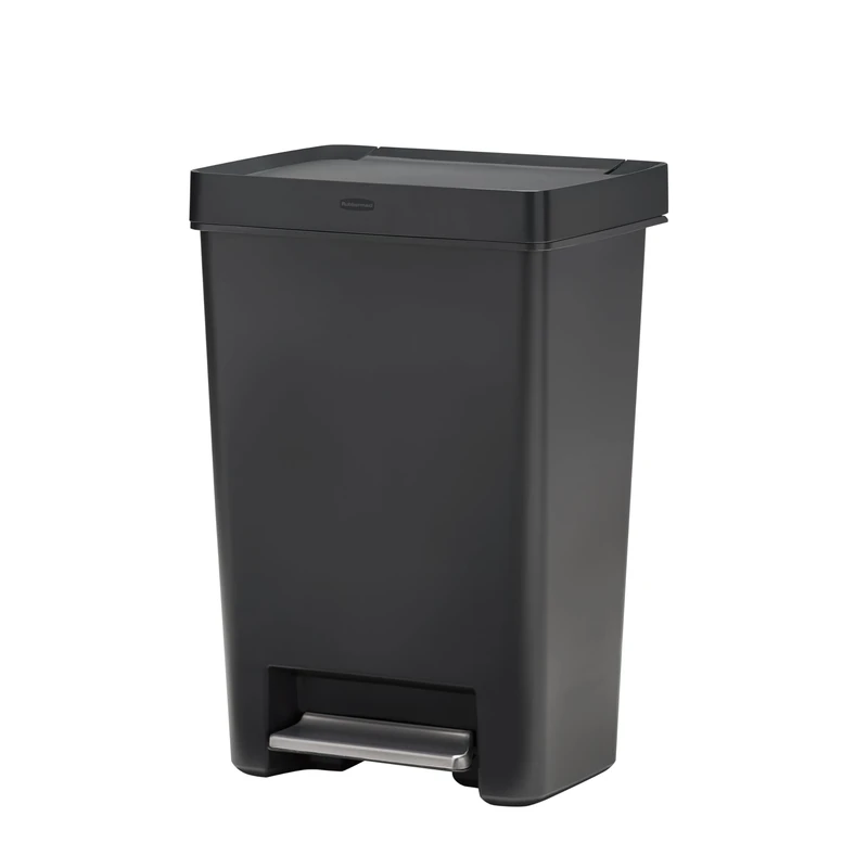 Rubbermaid Premier Series II Step-On Trash Can for Home and Kitchen, with Lid Lock and Slow Close, 13 Gallon, Charcoal