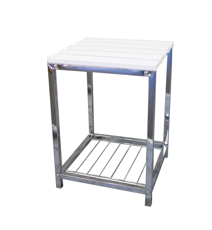 ASPECT Square White Wooden Top,Chromed Base, Steel,30 x 30 x 42(H) cm - Image 1
