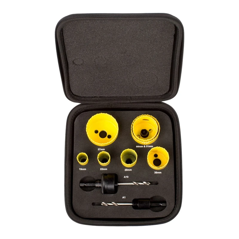 Starrett Bi-metal Hole Saw Kit - 7-Piece KFC07021 Fast Cut Plumbers Hole Cutter Kit with Arbors Set - Compatible with Bosch Dewalt Hitachi Festool Milwaukee