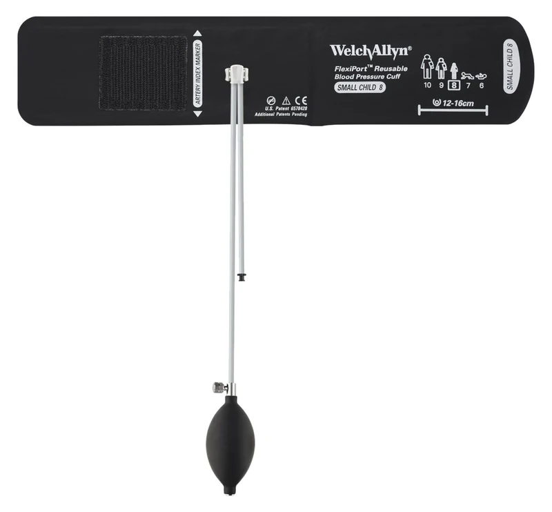 Welch Allyn REUSE-08-2BV FlexiPort Reusable Blood Pressure Cuffs with Inflation System with Bulb and Valve, Small Child (Size 8)