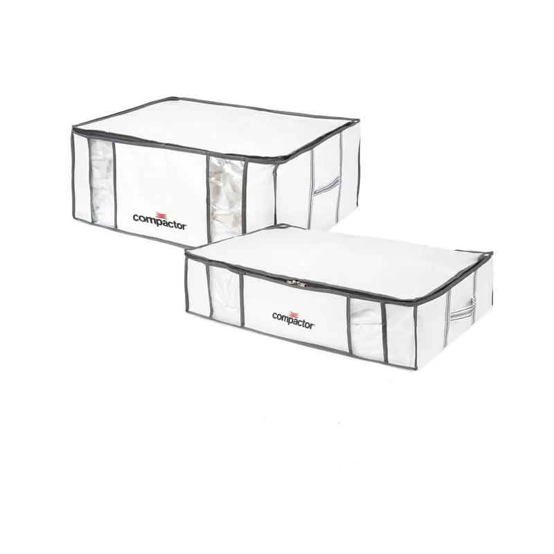 Compactor Space Saver Vacuum Pack Storage Set, Includes 2 Semi Rigid Vacuum Storage Boxes and 2 Extra Flat Vacuum Bags, Assorted Sizes, RAN7678