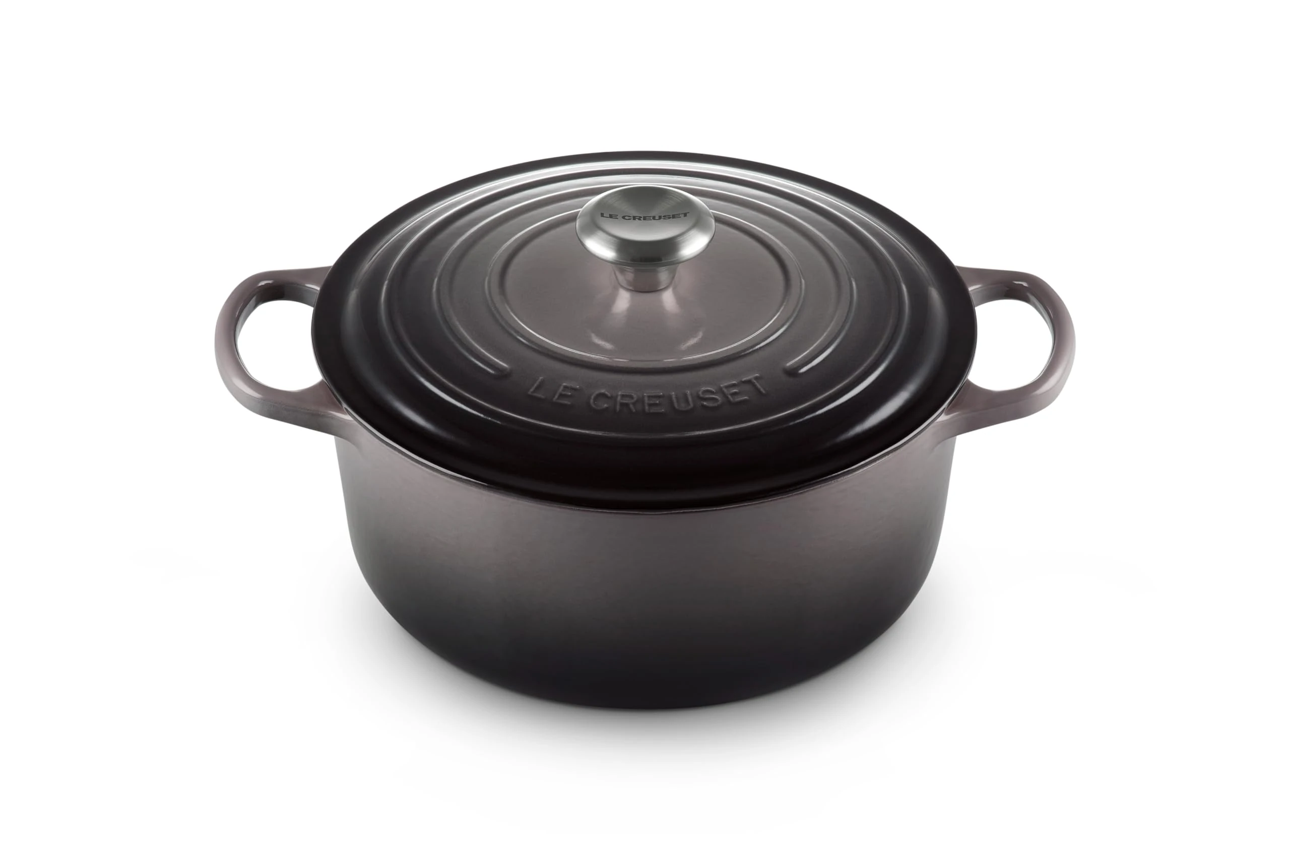 Le Creuset Signature Enamelled Cast Iron Round Casserole Dish with Lid, 26 cm, 5.3 litres, Flint, 2117726444