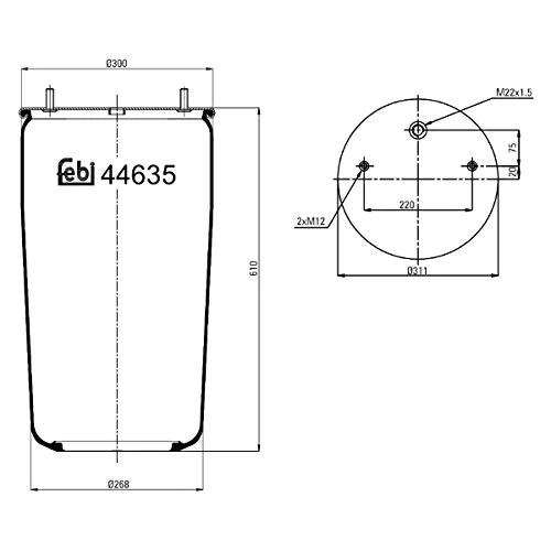 febi bilstein 44635 Air Spring without piston, pack of one