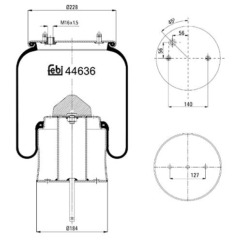 febi bilstein 44636 Air Spring with steel piston and piston rod, pack of one
