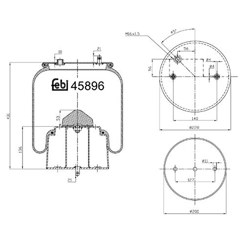 febi bilstein 45896 Air Spring with steel piston, pack of one