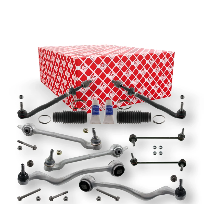 febi bilstein 46291 Control Arm Kit with joints, stabiliser links, tie rod ends and additional parts, pack of one