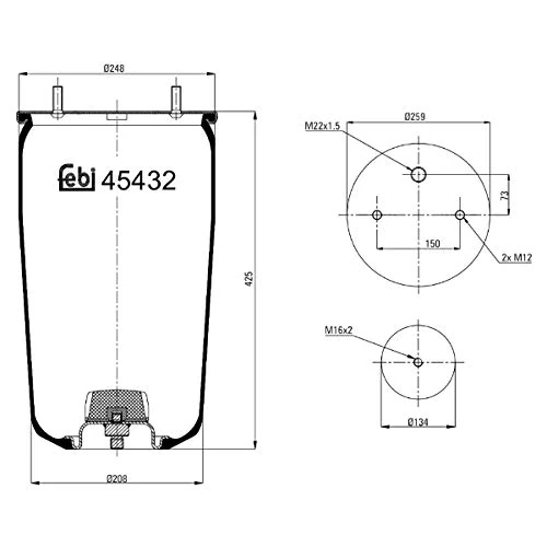 febi bilstein 45432 Air Spring without piston, pack of one