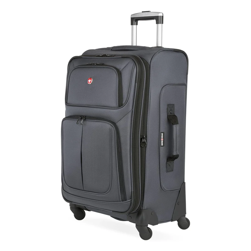 Wenger Sion Medium Softside Case with 4 Wheels, Trolley, Medium, 72 (82) l, Expandable, Women Men, Travel Holiday, Grey, 653587