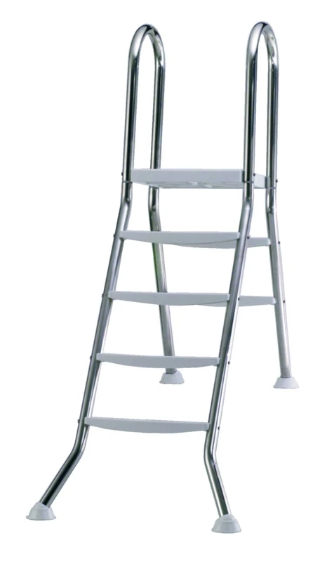 STEINBACH 018001 Above-Ground Pool Ladder Stainless Steel 4 + 2 Steps for Pool Height 120 cm up to 60 cm Built-In Bar Diameter 43 mm