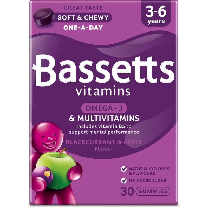 Bassetts Vitamins 3-6 Years Blackcurrant and Apple Flavour Multivitamins 30 Gummies