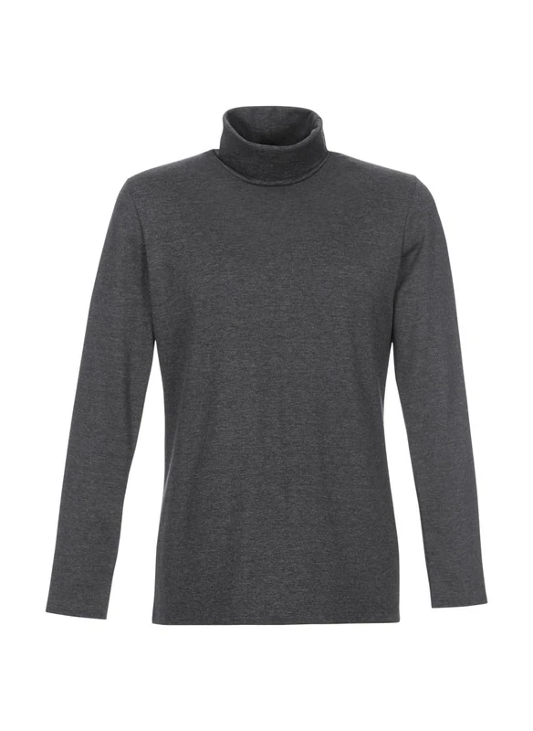 Trigema Women's 502010 Turtleneck, Grey (Anthrazit-Melange 109), X-Small (Size: 164) - Image 1