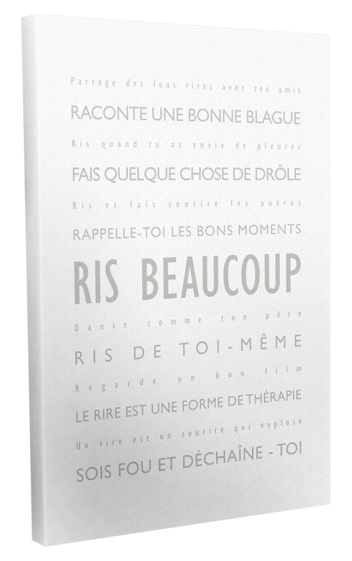 Feel Good Art Modern and Typographic Canvas on Wall Frame, Gris sur le Blanc, 40 x 60 cm - Image 1