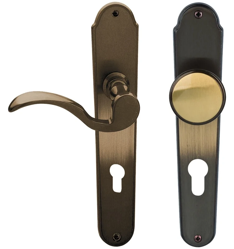 ALPERTEC Door Fittings Panda – Burnished Brass for Front Doors 32212413 PZ DIN Left Door Handle Set Door Fittings Door Handle