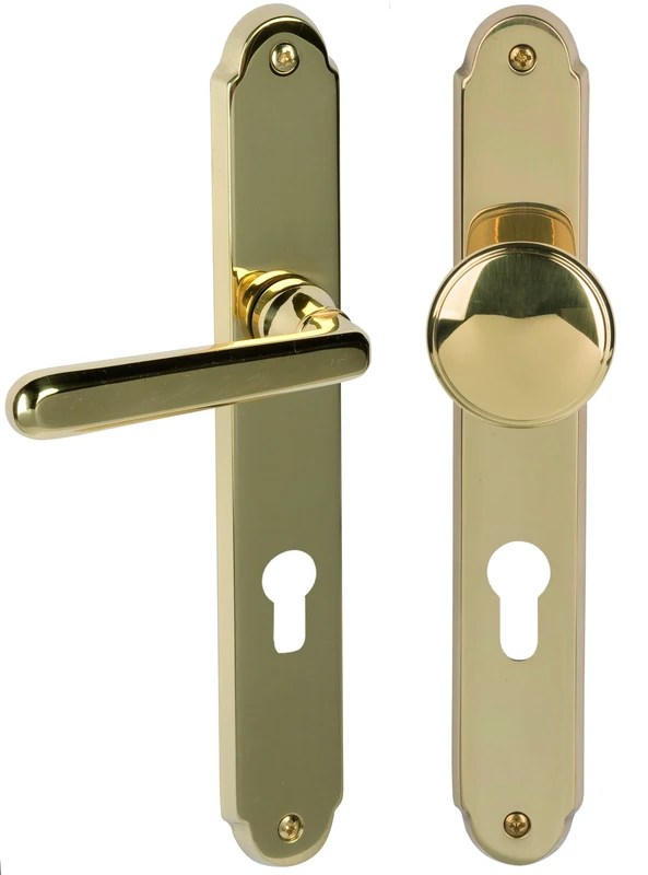 ALPERTEC Door Fittings Wien – Polished Brass for Front Doors 32333043 PZ DIN Left Door Handle Set Door Fittings Door Handle