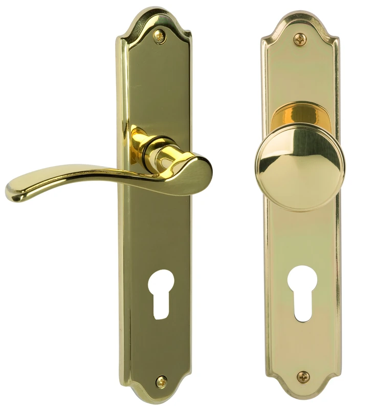 Alpertec Lori LS 32760073 Door Fitting Polished Brass for Apartment Entrance Doors PZ DIN Left Handle Set Door Handles Door Fittings