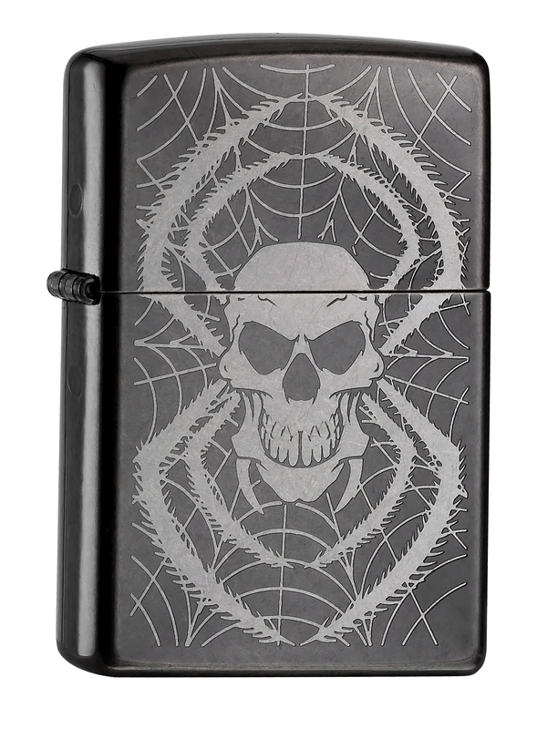 Zippo PL Skull with Legs IN Spider Web ON Gray Dusk Lighter 60001003 Brass, Grey, 1 x 3.5 x 5.5 cm