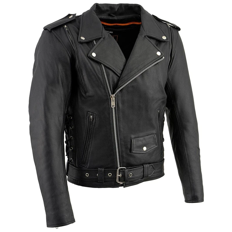 Milwaukee Leather Men's 1.2mm Premium Leather Vented MC Jacket (Black, Medium)