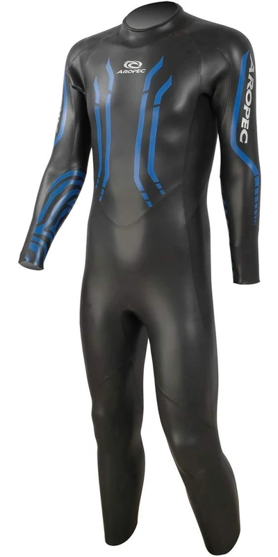 Aropec Men's 1-Piece Triathlon Neoprene Wetsuit - Black/Blue, Large/1.6 mm