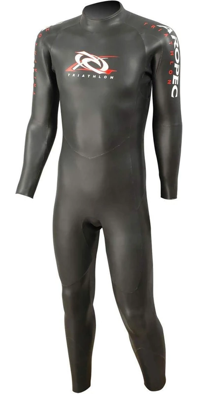 Aropec Men's 1-Piece Triathlon Neoprene Wetsuit - Black/Red, 2X-Large/1.5 mm